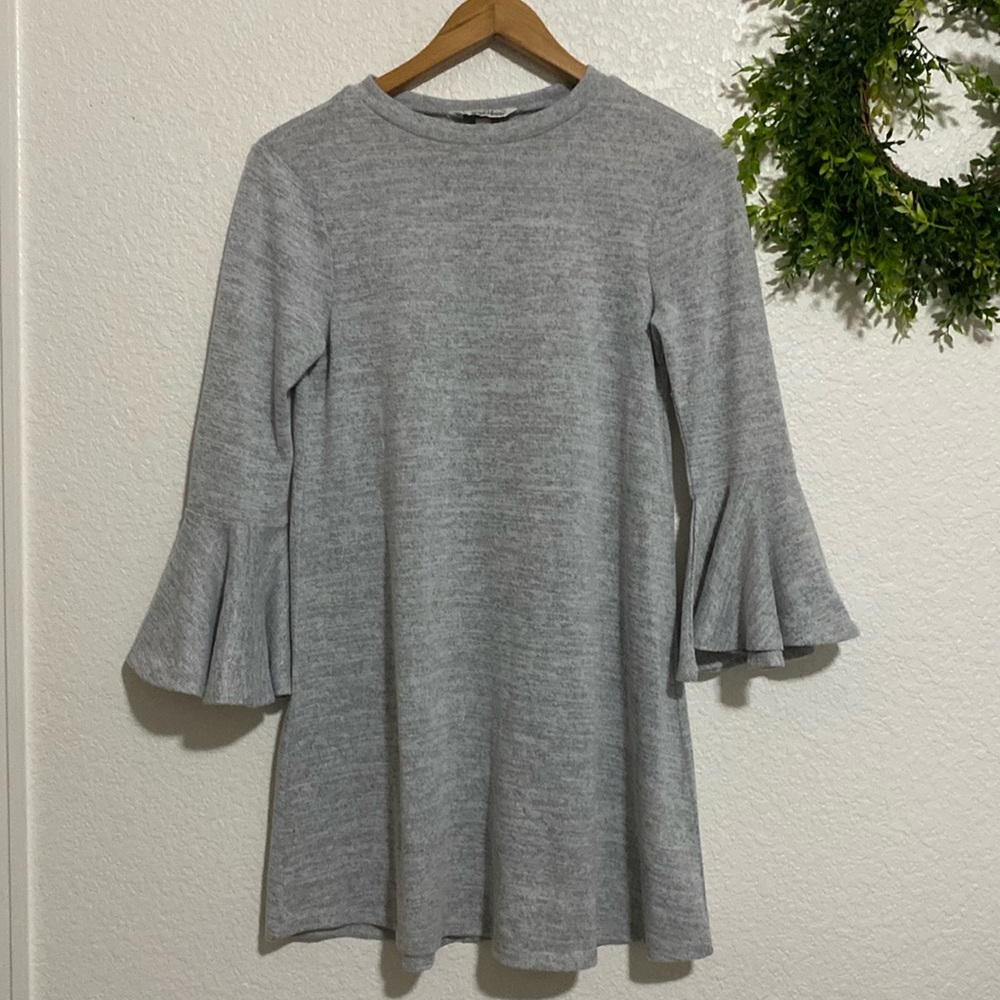 Speechless Gray Dress With Bell Sleeves